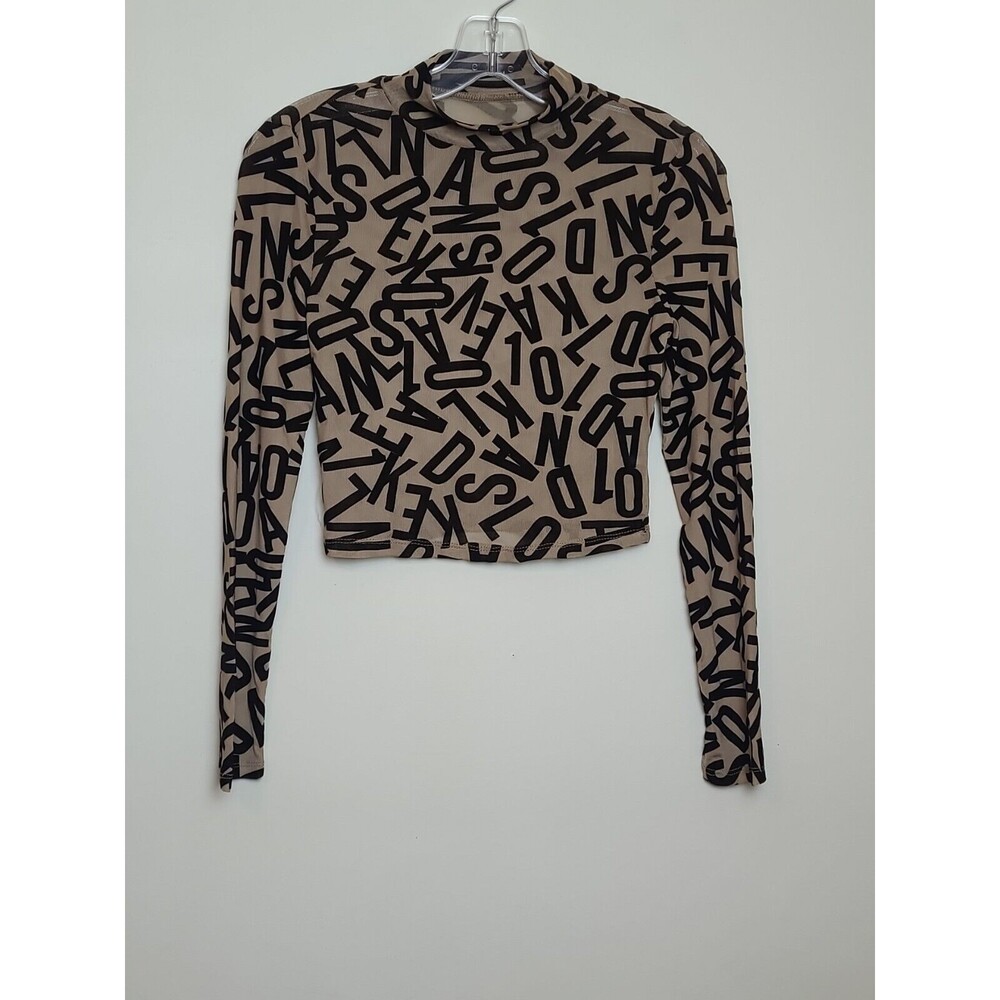 Shein Semi Sheer Letter Print Top Medium